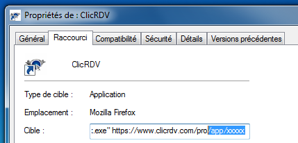 Raccourci ClicRDV à mettre à jour | ClicRDV